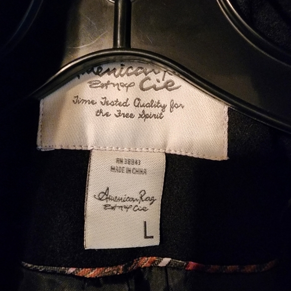 Women's Hooded Peacoat Size Large Black - Picture 5 of 6